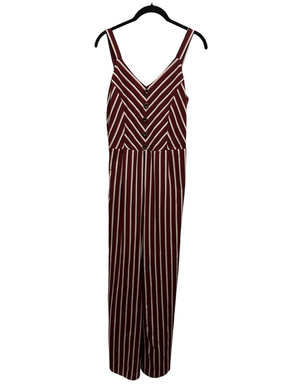 Blu Pepper Burgundy & White Striped Jumpsuit